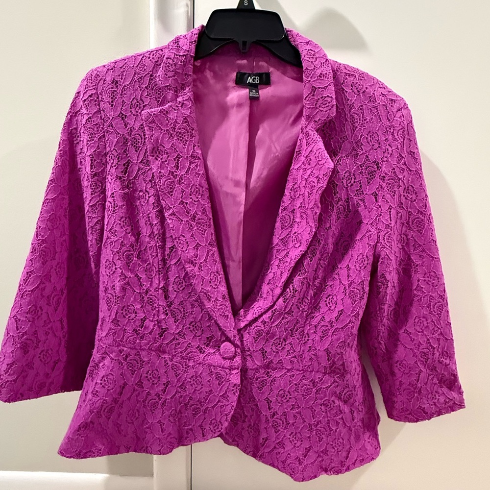 AGB Women's Vibrant Pink Lace Blazer